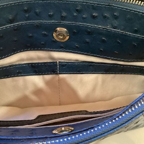 Genuine Leather Valentina Italian Bag Purse Handbag Navy - Picture 7 of 14